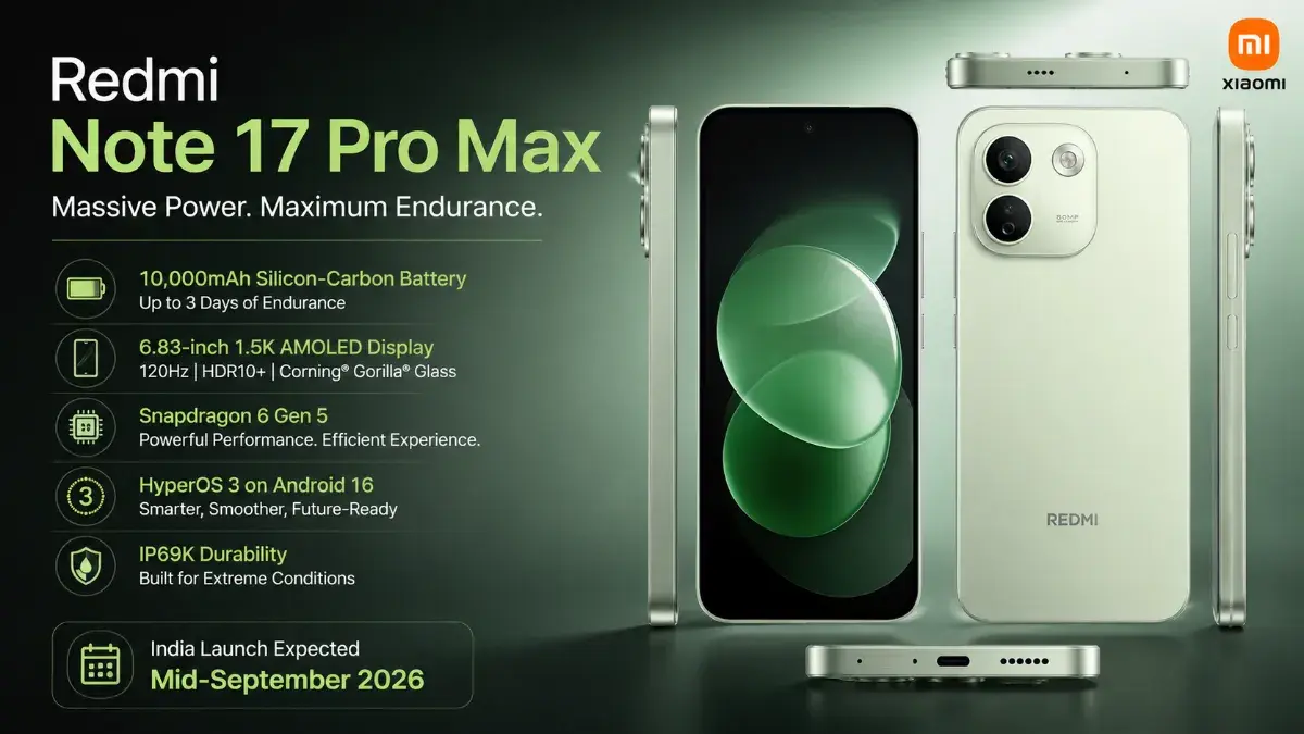 Xiaomi Redmi Note 17 Pro Max Launched Globally With 10,000mAh Battery